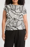Renee C Cowl Neck Cap Sleeve Top In White