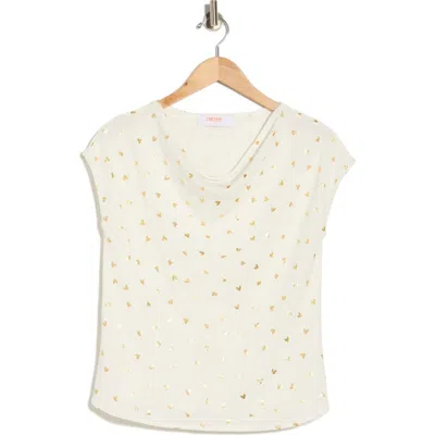 Renee C Heart Cowl Neck Top In White