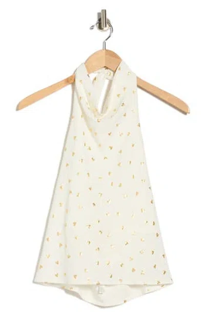 Renee C Heart Print Halter Top In White