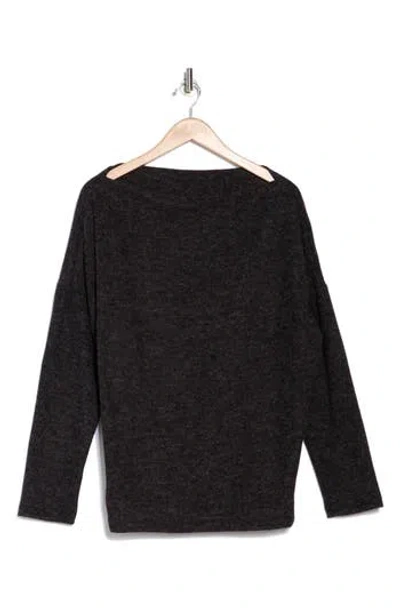 Renee C Heathered Boat Neck Pullover In Charcoal