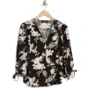 Renee C Jacquard Floral Top In Black
