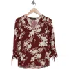 Renee C Jacquard Floral Top In Burgundy