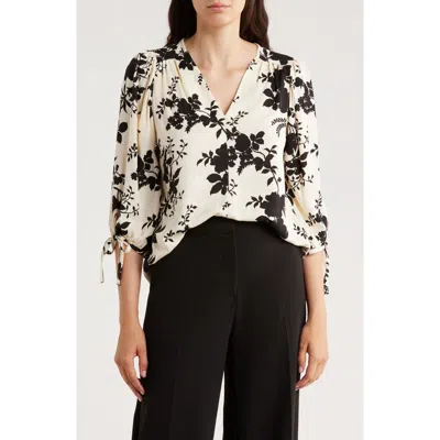 Renee C Jacquard Floral Top In White