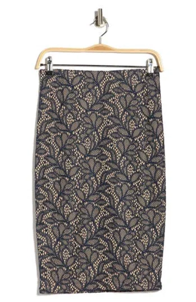 Renee C Jacquard Knit Pencil Skirt In Blue
