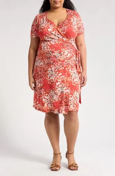 Renee C Jersey Wrap Dress In Rust