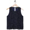 Shop Renee C Lace Bubble Hem Top In Navy