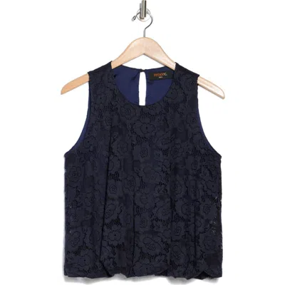 Renee C Lace Bubble Hem Top In Navy