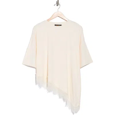 Renee C Lace Hem Asymmetric Top In Off White