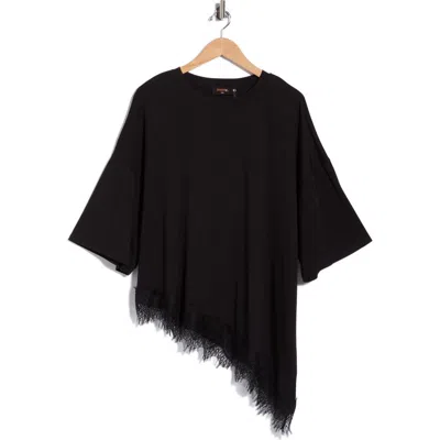 Renee C Lace Hem Asymmetric Top In Black