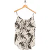 Renee C Leaf Print Smocked Peplum Camisole In White