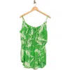 Renee C Leaf Print Smocked Peplum Camisole In Green