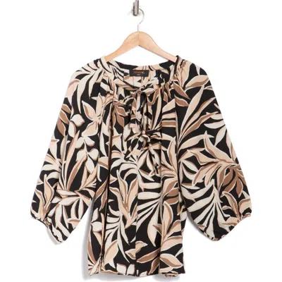 Renee C Leaf Print Top In Multi