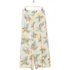 Renee C Lemon Print Wide Leg Pants In Taupe