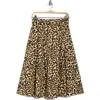Renee C Leopard Print Flared Midi Skirt In Gray