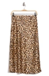 Renee C Leopard Print Midi Skirt In Chocolate