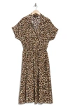Renee C Women's Leopard Print Smocked Midi Dress In Chocolate