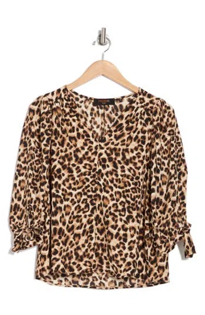 Renee C Leopard Print Top In Chocolate