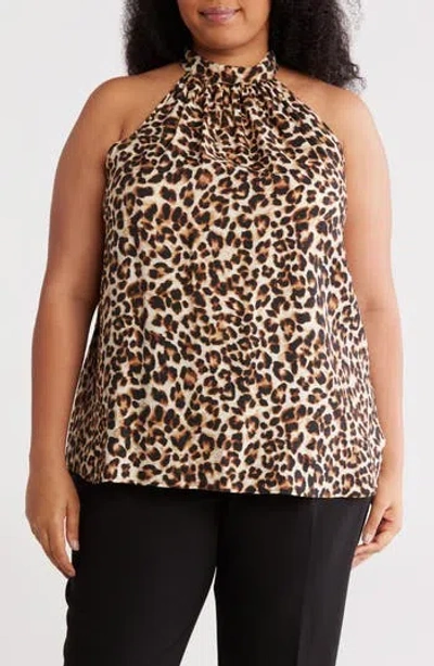 Renee C Leopard Tie Neck Top