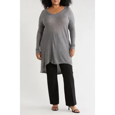 Renee C Lightweight High-low Tunic Sweater In Charcoal