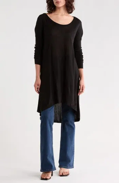 Renee C Lightweight Sweater Tunic In Black