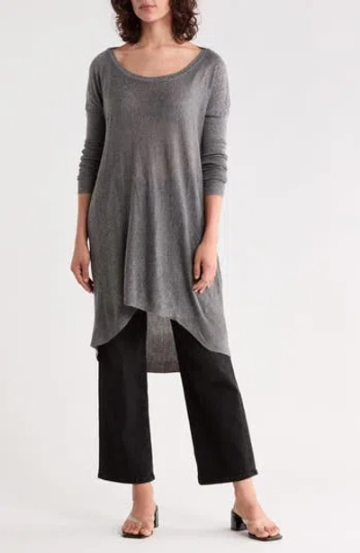 Renee C Lightweight Sweater Tunic In Charcoal