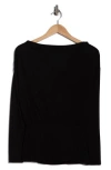 Renee C Long Sleeve Banded Hem Knit Top In Black