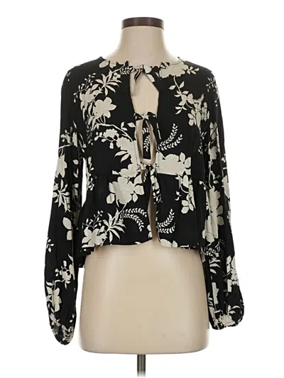 Pre-owned Renee C Long Sleeve Blouse In Black