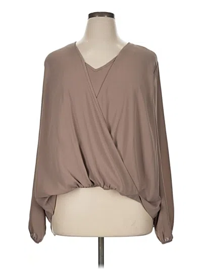 Pre-owned Renee C Long Sleeve Blouse In Brown
