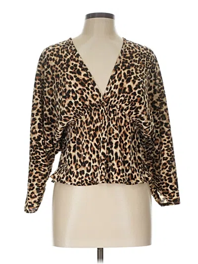 Pre-owned Renee C Long Sleeve Blouse In Brown