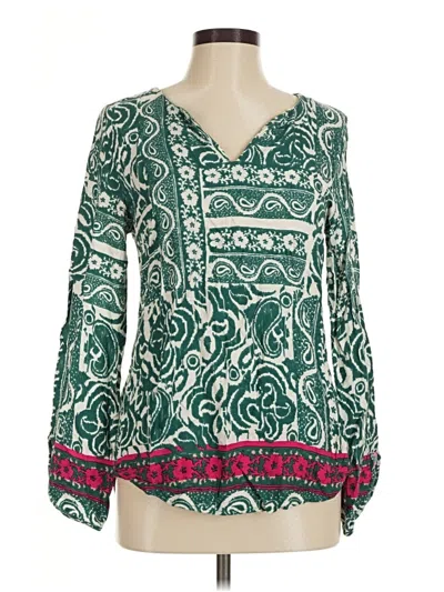 Pre-owned Renee C Long Sleeve Blouse In Green