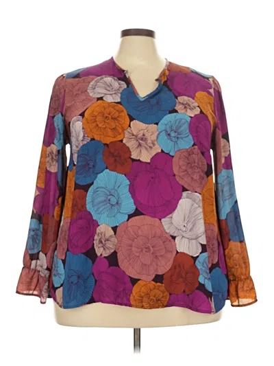Pre-owned Renee C Long Sleeve Blouse In Purple