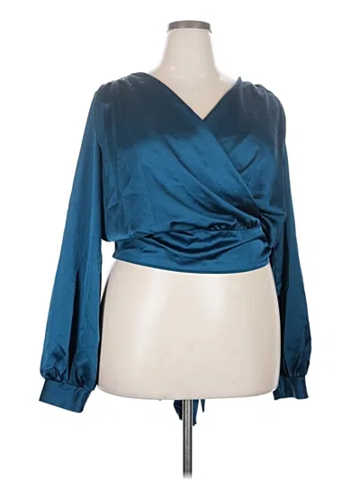 Pre-owned Renee C Long Sleeve Blouse In Teal