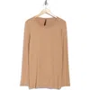 Renee C Long Sleeve Brushed Knit Top In Brown