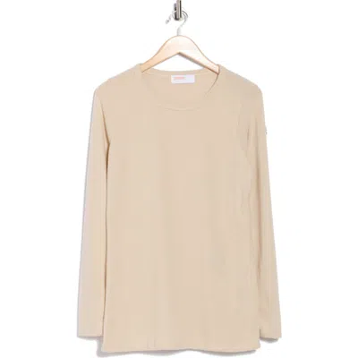 Renee C Long Sleeve Brushed Knit Top In Brown