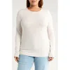 Renee C Long Sleeve Brushed Knit Top In White