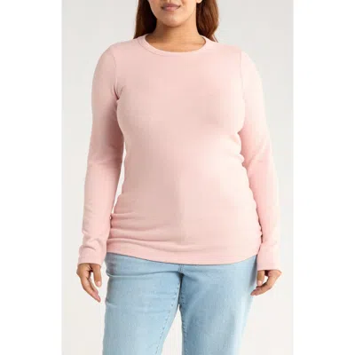Renee C Long Sleeve Brushed Knit Top In Pink