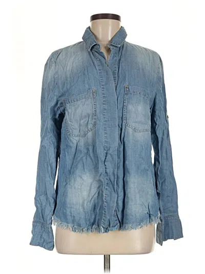 Pre-owned Renee C Long Sleeve Button Down Shirt In Blue