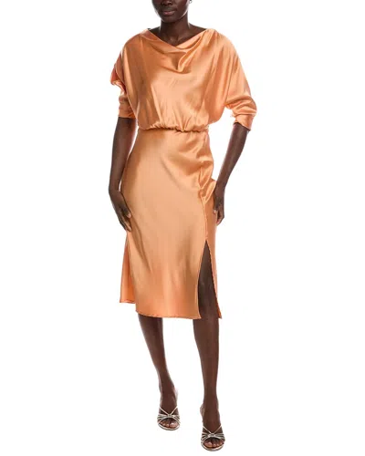 Renee C Long Sleeve Midi Dress In Orange