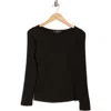Renee C Long Sleeve Ribbed Top In Black