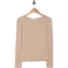 Renee C Long Sleeve Ribbed Top In Brown
