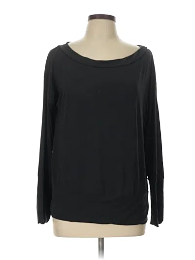 Pre-owned Renee C Long Sleeve Top Black Boatneck Tops