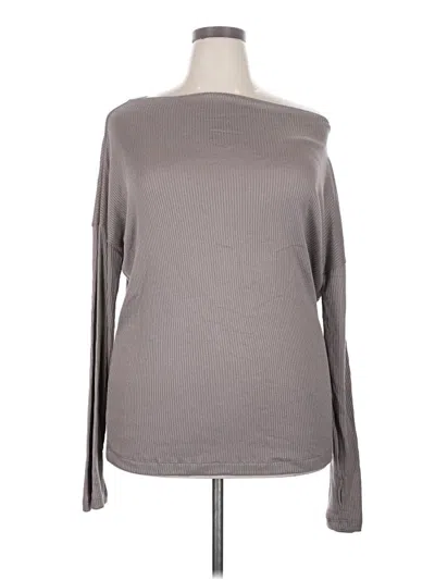 Pre-owned Renee C Long Sleeve Top Gray Boatneck Tops