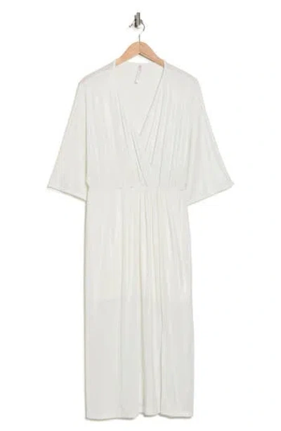Renee C Metallic Dolman Sleeve Midi Dress In White