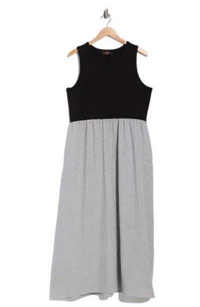 Renee C Mixed Media Midi Dress In Black