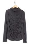 Renee C Mock Neck Ruched Knit Top In Gray