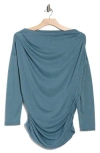 Renee C Off-the-shoulder Knit Top In Blue