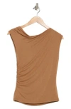 Renee C Off The Shoulder Knit Top In Brown