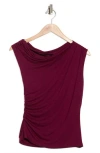 Renee C Off The Shoulder Knit Top In Burgundy