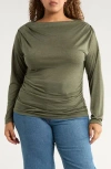 Renee C Off-the-shoulder Knit Top In Green
