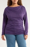 Renee C Off-the-shoulder Knit Top In Purple